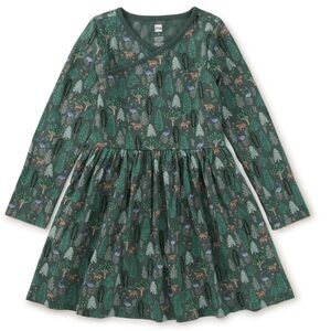 Tea Collection Long Sleeve Wrap Neck Dress